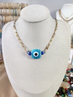 Handmade Evil Eye Agate Necklace